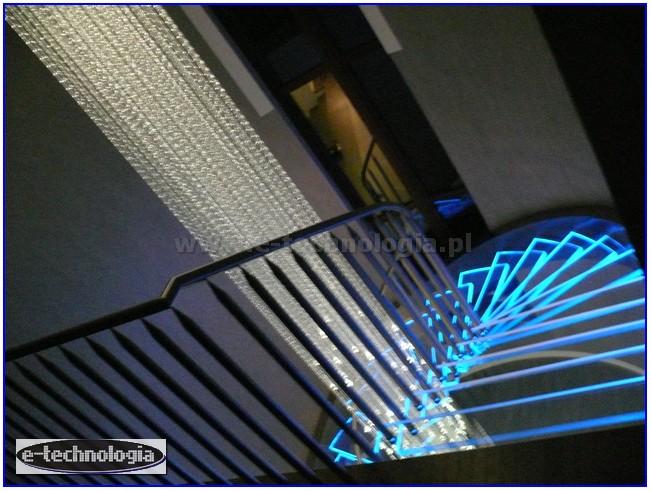 oświetlenie schodowe LED zyrandol swiatlowodowy
