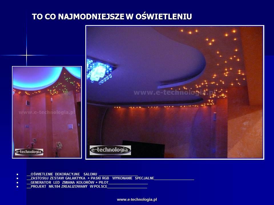 oświetlenie LED salonu i gwieździste niebo wnętrze salonu