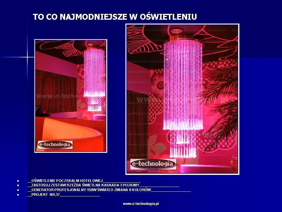 Żyrandol Światłowodowy Kaskada oświetlenie poczekalni hotelowej