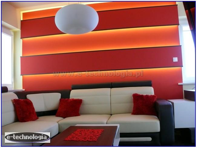 Listwy LED profile LED aluminiowe oświetlenie ścian w salonie