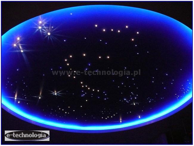 oświetlenie LED salonu i gwieździste niebo projektowanie salonu