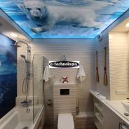 Sufit napinany w łazience - wyprawa na lodowiec - miś polarny